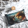thumbnail image 5 of Pofeuu White And Red Sketch Dragon Print Polyester Microfiber Plush Pillowcases, Super Soft and Cozy Pillow Case Covers with Envelop Closure（Pillow core not included）-14"x20", 5 of 6