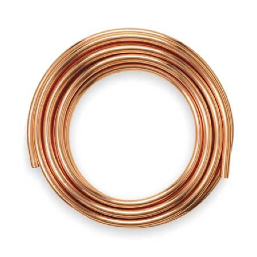 1/4 in Outside Dia MUELLER INDUSTRIES D 04020P Coil Copper Tubing 20 ft Length 