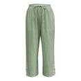 thumbnail image 2 of BKQCNKM Linen Pants Women, High Waisted Pants for Women, Drawstring Pants Women, Vacation Outfits for Women, Eyelet Pants for Women, Green XXL, 2 of 7