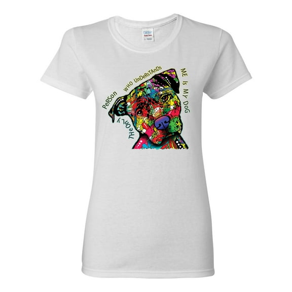Dean Russo The Only Person Dog Lover Womens Graphic T-Shirt, White, X-Large