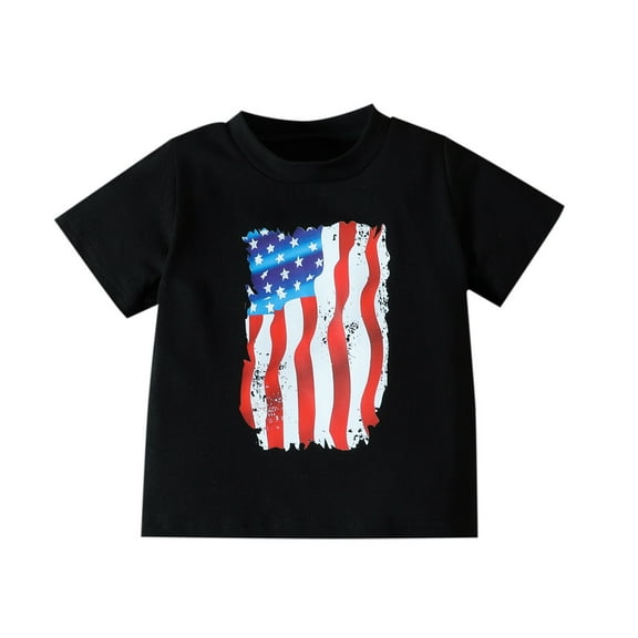 Coerni Baby Toddler Boys Short Sleeve Graphic T-Shirt, American Flag, Kids Summer Tee Tops 4th Of July Shirt Patriotic Shirts