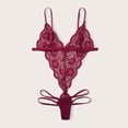 thumbnail image 4 of Lingerie for Women Lace Bodysuit for Women V Teddy Underwear with Sheer Details Sleek Dreamy Nightwear and Everyday Confidence Wine L, 4 of 4