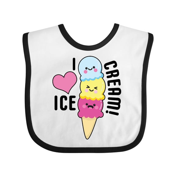 Inktastic I Love Ice Cream with Cute Ice Cream Cone Boys or Girls Baby Bib