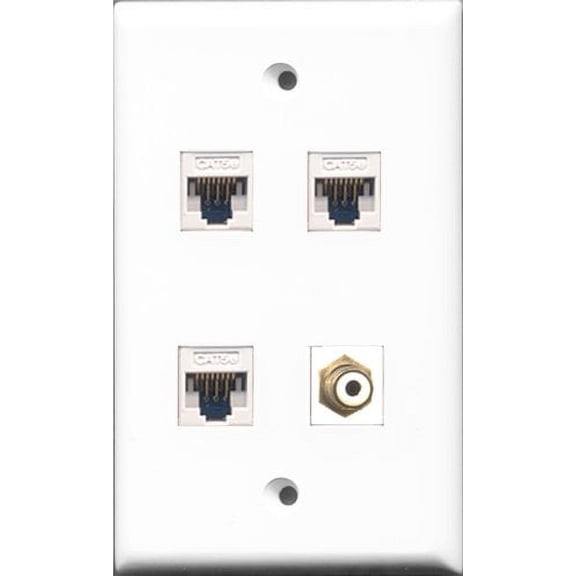 RiteAV - 1 Port RCA White 3 Port Cat5e Ethernet White Wall Plate