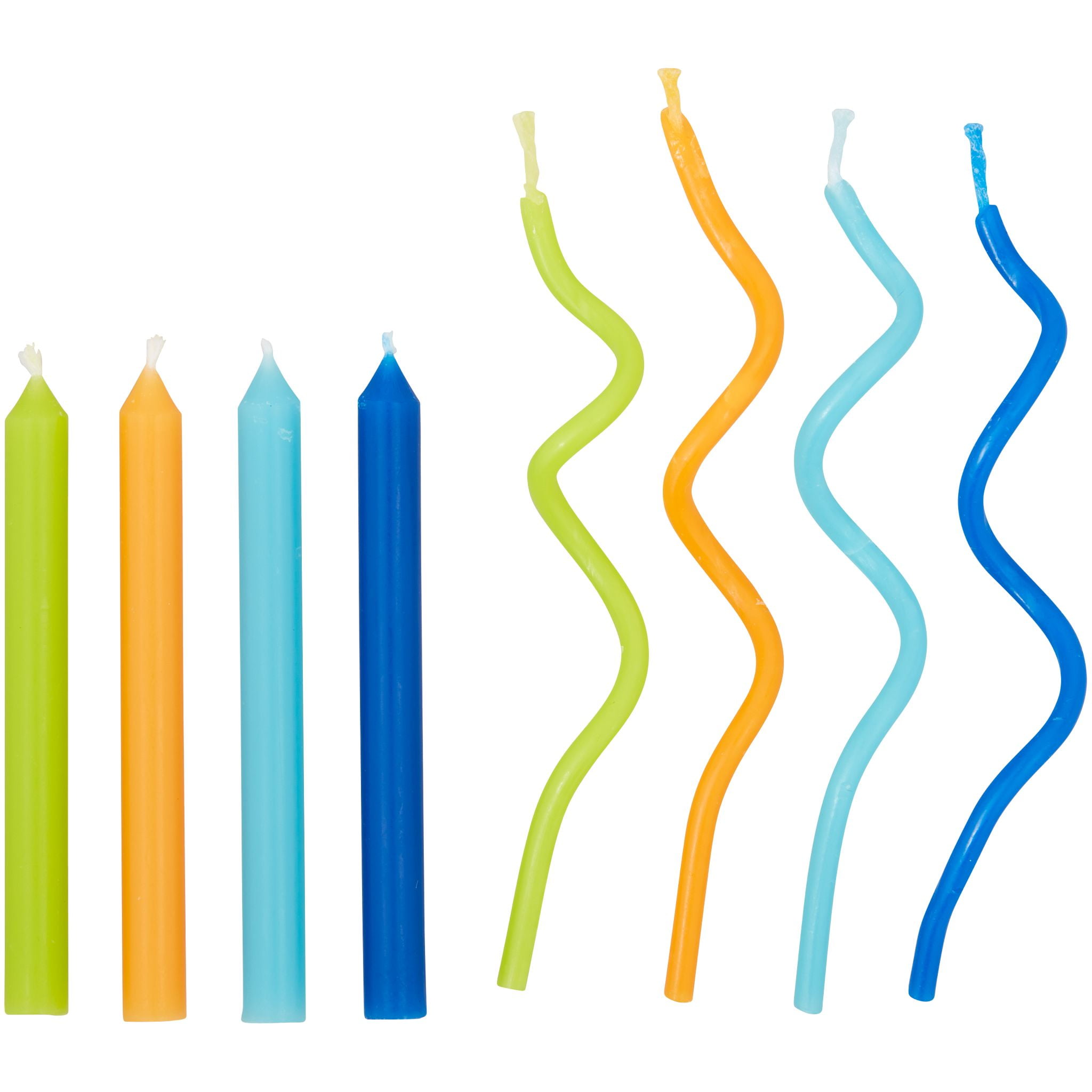 Great Value Bright Straight & Wavy Birthday Candles, Assorted Colors, 16 Count