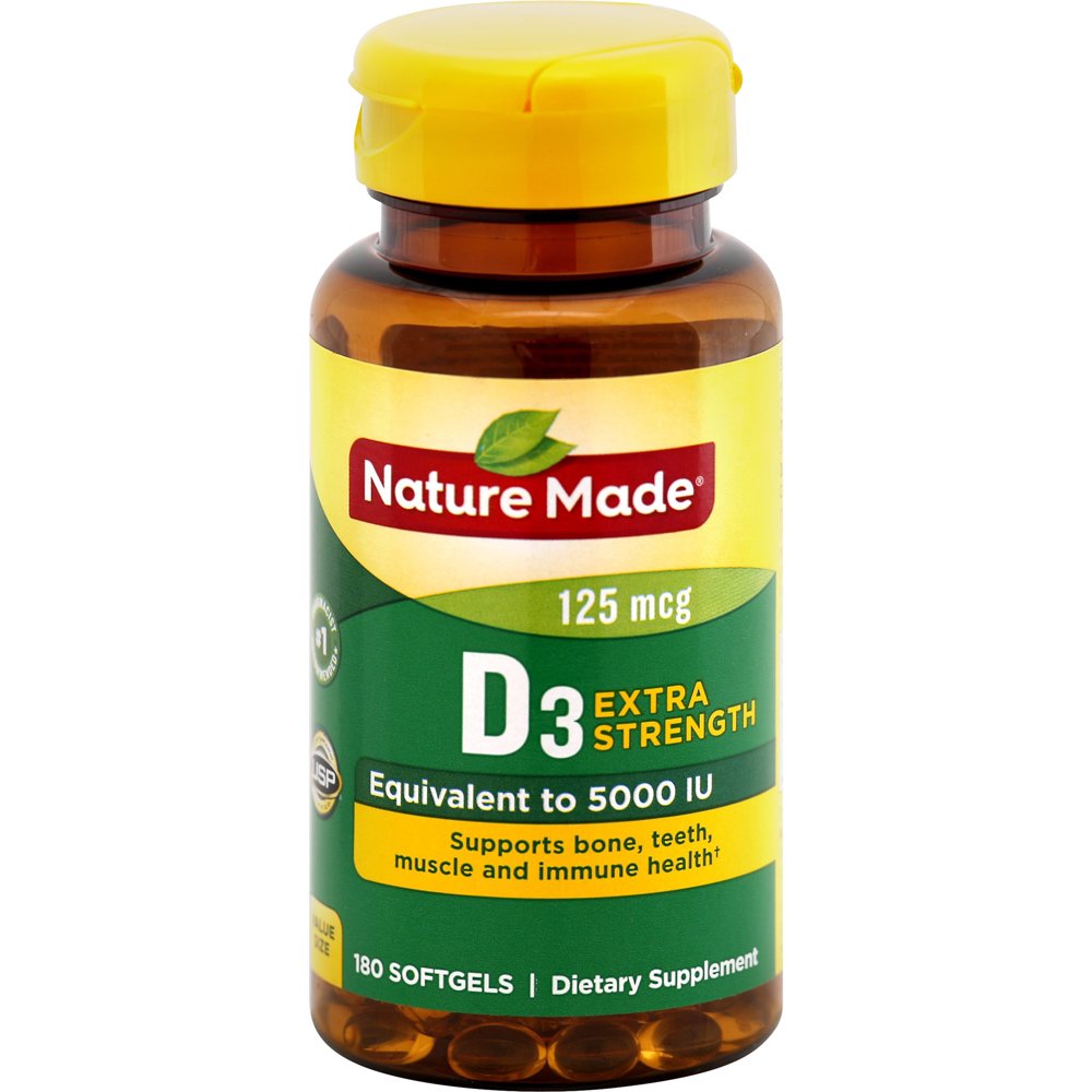 NATURE MADE Vitamin D3, Extra Strength, 125 mcg, Softgels, Value Size, 180.0 CT