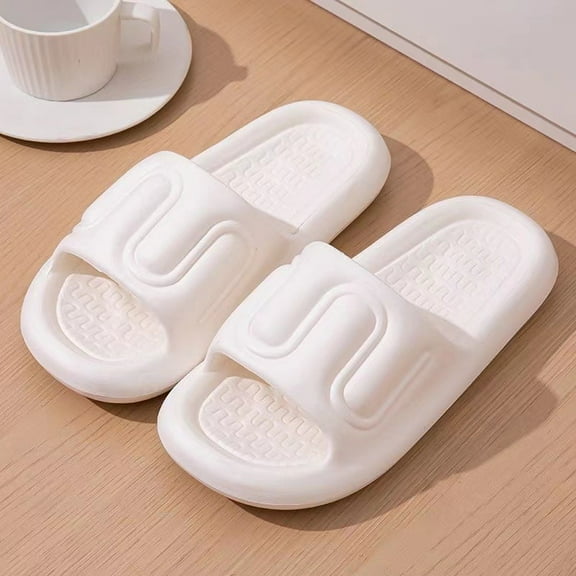 Nvzi-a Slippers for Women and Men Non Slip Quick Drying Shower Slides Bathroom Sandals ，Ultra Cushion ，Thick Sole（Size：40-41，White）