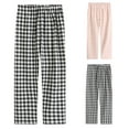 thumbnail image 3 of Womens Plaid Pajamas Pants Comfy Elastic Waist Wide Leg Lounge Pant Loose Casual Lightweight Sleepwear Pink L, 3 of 3