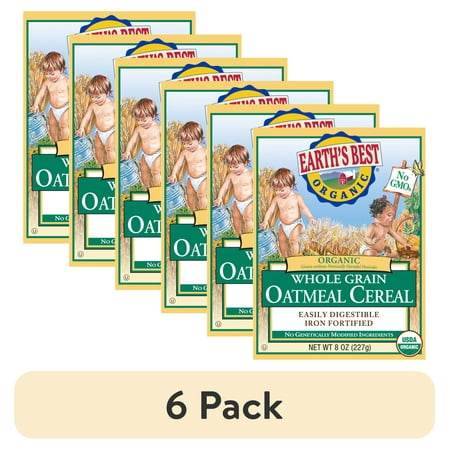 (6 pack) Earth's Best Organic Whole Grain Oatmeal Infant Cereal - 8 oz.