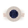 thumbnail image 2 of 2.68 ct Brilliant Round Cut Blue Sapphire 14K Rose Gold Halo Solitaire with Accents Engagement Bridal Wedding Ring Band Set size 10.75, 2 of 7