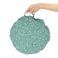thumbnail image 2 of Tropical Round Floor Cushion with Handle, Hand Drawn Continuing Jungle Leaves and Flowers, Decorative Pillow for Living Room & Dorms, 18" Round, Seafoam Turquoise, by Ambesonne, 2 of 4