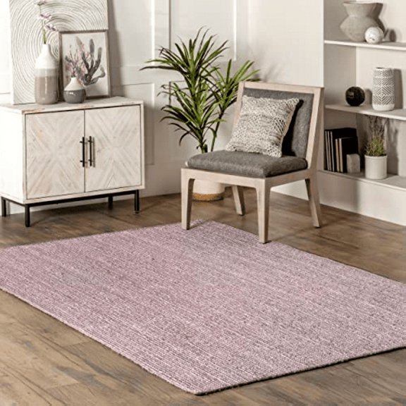 Jaipur Art And Craft Purple Jute Area Rug Runner Braided Reversible Indoor Carpet (9x12 Sq ft)