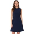 thumbnail image 1 of Vestido de trabajo para mujer Allegra K A-line Sin mangas Azul oscuro XL, 1 of 6