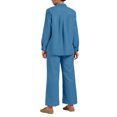 thumbnail image 7 of adviicd 2 Piece Outfits for Women Casual Lounge Sets Long Sleeve Button Down Shirts and Wide Leg Pants Sets Tracksuit (Blue, S), 7 of 7