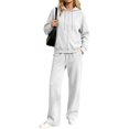 thumbnail image 2 of Aofany Womens Two Piece Matching Outfits Workout Sets Casual Long Sleeve Zip Up Hoodie Sweatshirt Jacket & Long Sweatpants Fall Winter Tracksuit Set, 2 of 4