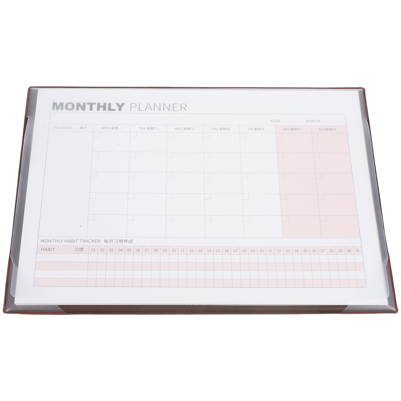 SILENRADAWN Blank Calendar Notepad Monthly Planner with PVC and Kraft Paper for Home and Office