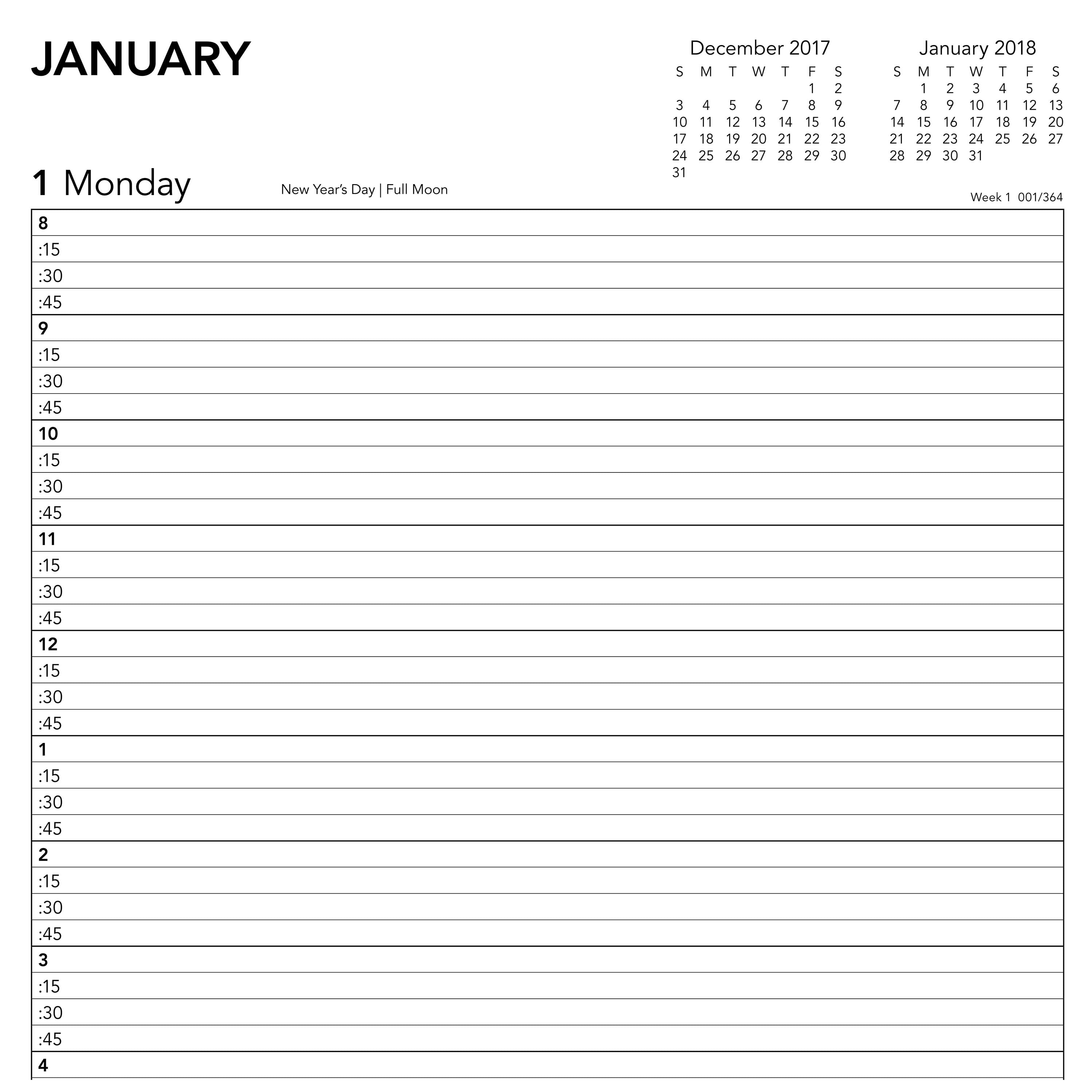monthly daily planner