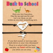 HZHUAFULTD Back to School Bracelet Mother Son Dinosaur Bracelets First Day of School Gifts Black&Black