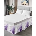 thumbnail image 4 of Marble Purple Wrap Around Bed Skirts for Queen Bed 16" Drop,Bed Skirt with Adjustable Elastic Belt Dust Ruffle Bed Valance for Bedroom Hotel Gold White Modern Gradient Ocean Ripple Bed Frame Cover, 4 of 7
