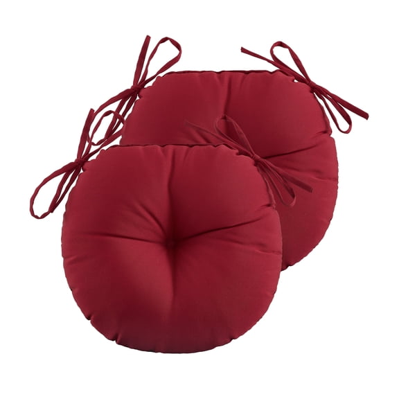 ZEOLABS Outdoor Bistro Chair Cushions Set of 2,Waterproof Tufted Outdoor Round Chair Cushions with Ties for Patio Furniture,15x15 inch, Burgundy