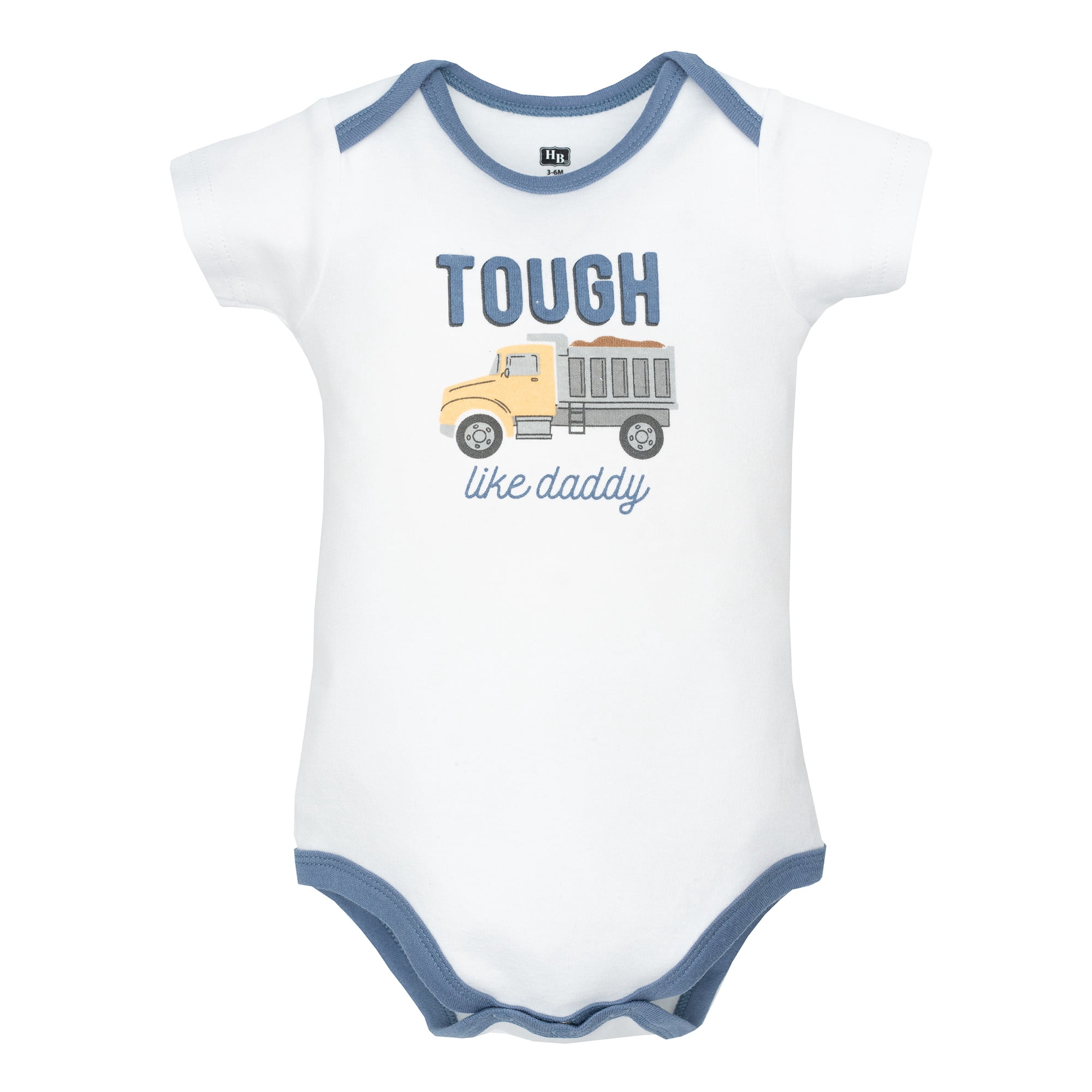 Hudson Baby Infant Boys Cotton Bodysuits 5-Pack, Blue Construction Trucks, Newborn