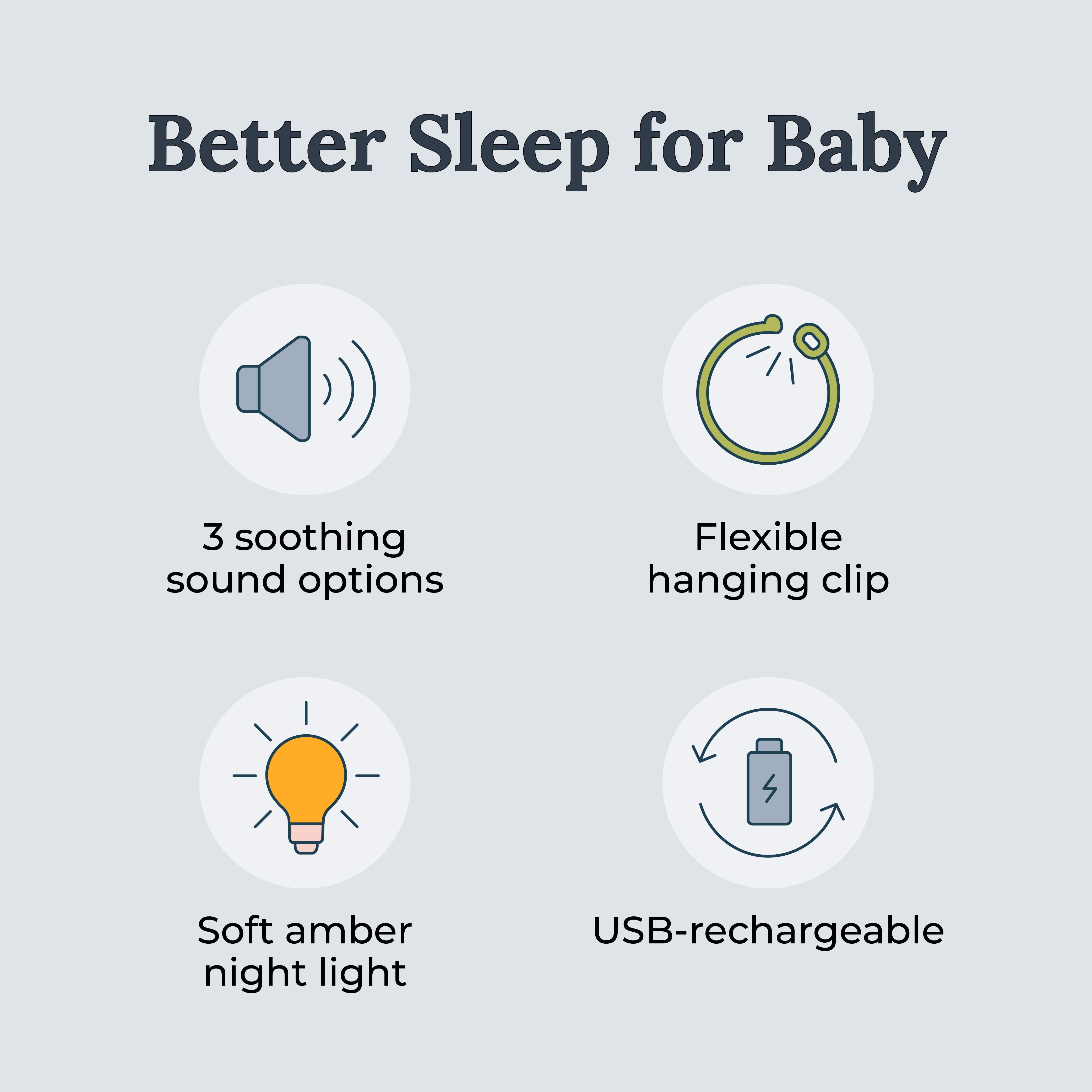 Yogasleep Hushh® Portable White Noise Sound Sleep Sound Machine and Night Light for Babies, Gray