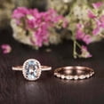 thumbnail image 3 of HeartsAndYou 2.1ct Natural Aquamarine & Diamond Bridal Wedding Set Ring 14k SOLID Rose Gold, 3 of 8