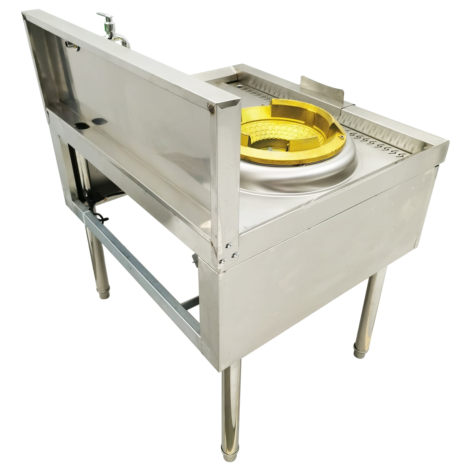 15.4" LPG Natural Gas Stove Chamber Single Burner Commercial with Baffle and Water Basin 110V