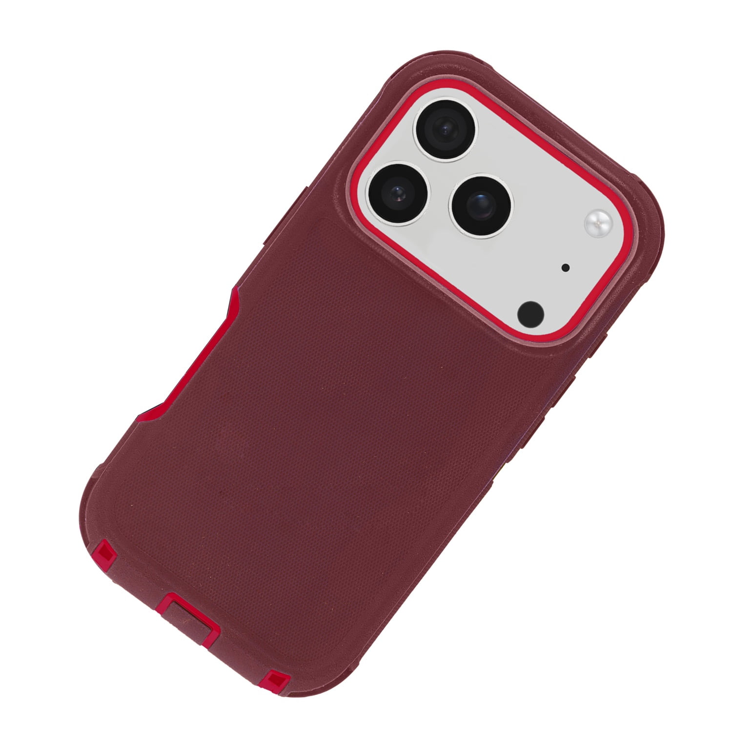 Rugged Armor Case for iPhone 17 Pro Max - Maroon and Red