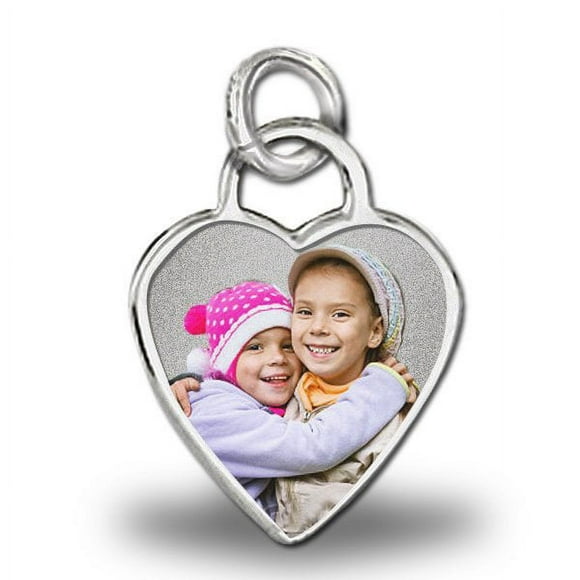 Sterling Silver Tiffany Style Heart Charm - 3/4 Inch Wide x 3/4 Inch Tall in Sterling Silver