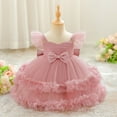 thumbnail image 5 of Vividxx Girls Dress Girls Party Dress With Bow Tiered Skirt Flutter Sleeves Formal Occasion Performance Tutu Gown 2-3 Years, 5 of 9