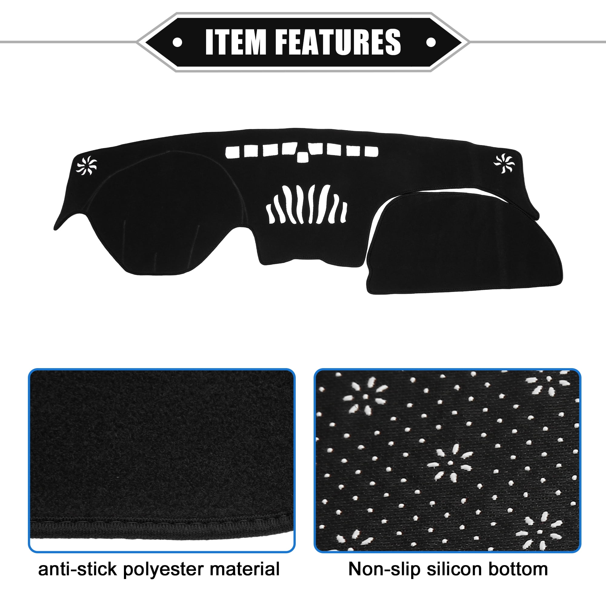 Unique Bargains Dashboard Cover for Hyundai Santa Fe 2019-2020 Polyester Mat Black
