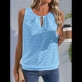 thumbnail image 4 of Camisola Informal con Bordado de Ojales para Mujer, Holgada, Sin Mangas, Cómoda y para Verano. Azul M, 4 of 9