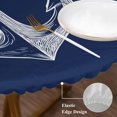 thumbnail image 4 of Anchor Round Fitted Table Cover Nautical Knot Navy Blue Waterproof Table Cloth with Elastic Edge Wipeable Tablecloth for Picnic Camping Party Fits 45"-54" Diameter, 4 of 8