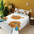 thumbnail image 3 of Ambesonne Summer Fitted & Top Sheet Set with Shams, Hippie Surfboards Sun, Orange White, 3 of 5