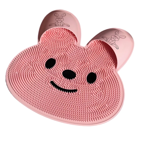 ACDANC Silicone Shower Foot Brush Pad,Anti-Slip Foot Scrubber in Shower,High-Efficiency Cleaning Silicone Foot Scrubber for Shower Shower Foot Scrubber,11.8x11.8",Pink