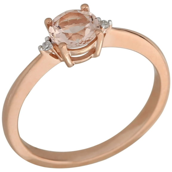 14Kt Rose Gold Morganite With Diamond Ring