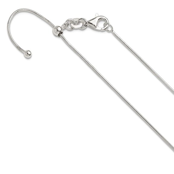 925 Sterling Silver Polished Adjustable Necklace 24 Inch Pendant Necklace for Women - 4.3 Grams