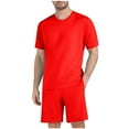 thumbnail image 2 of TMOYZQ Mens Pajama Sets Short Sleeve T Shirts Shorts 2 Piece Lounge Sets Loose Soft PJ Summer Sleepwear, 2 of 6