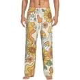 thumbnail image 2 of Picia Groovy Hippie Flower Mushrooms Mens Soft Woven Cotton Elastic Waistband Sleep Pajama Pant Lounge Sleep Pant With Pockets And Drawstring-Small, 2 of 9