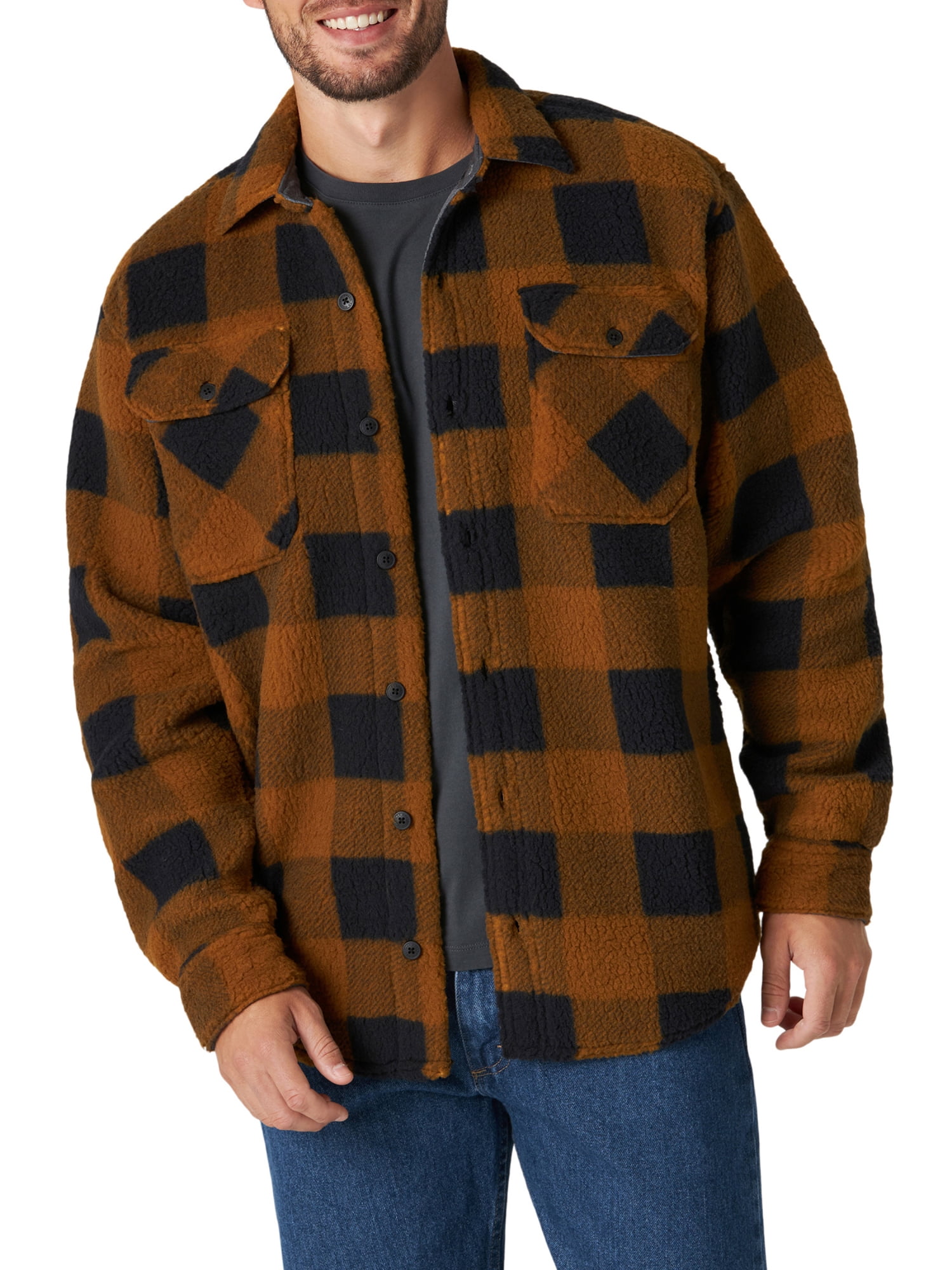 Wrangler Men's Long Sleeve Wooly Fleece Shirt Jacket - Walmart.com