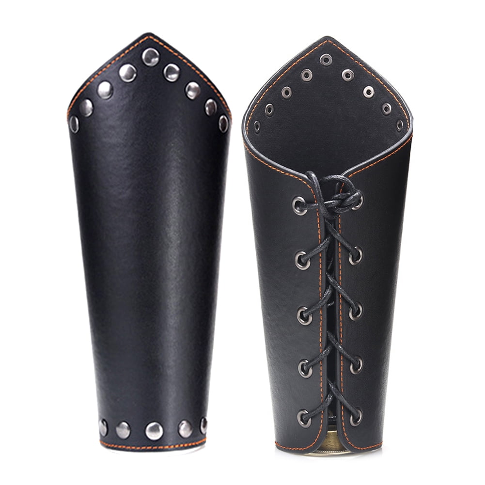 AZORA Leather Gauntlet Wristband Medieval Bracers Wrist Band Buckle Wide Bracer Arm Armor Cuff 2 Pcs 