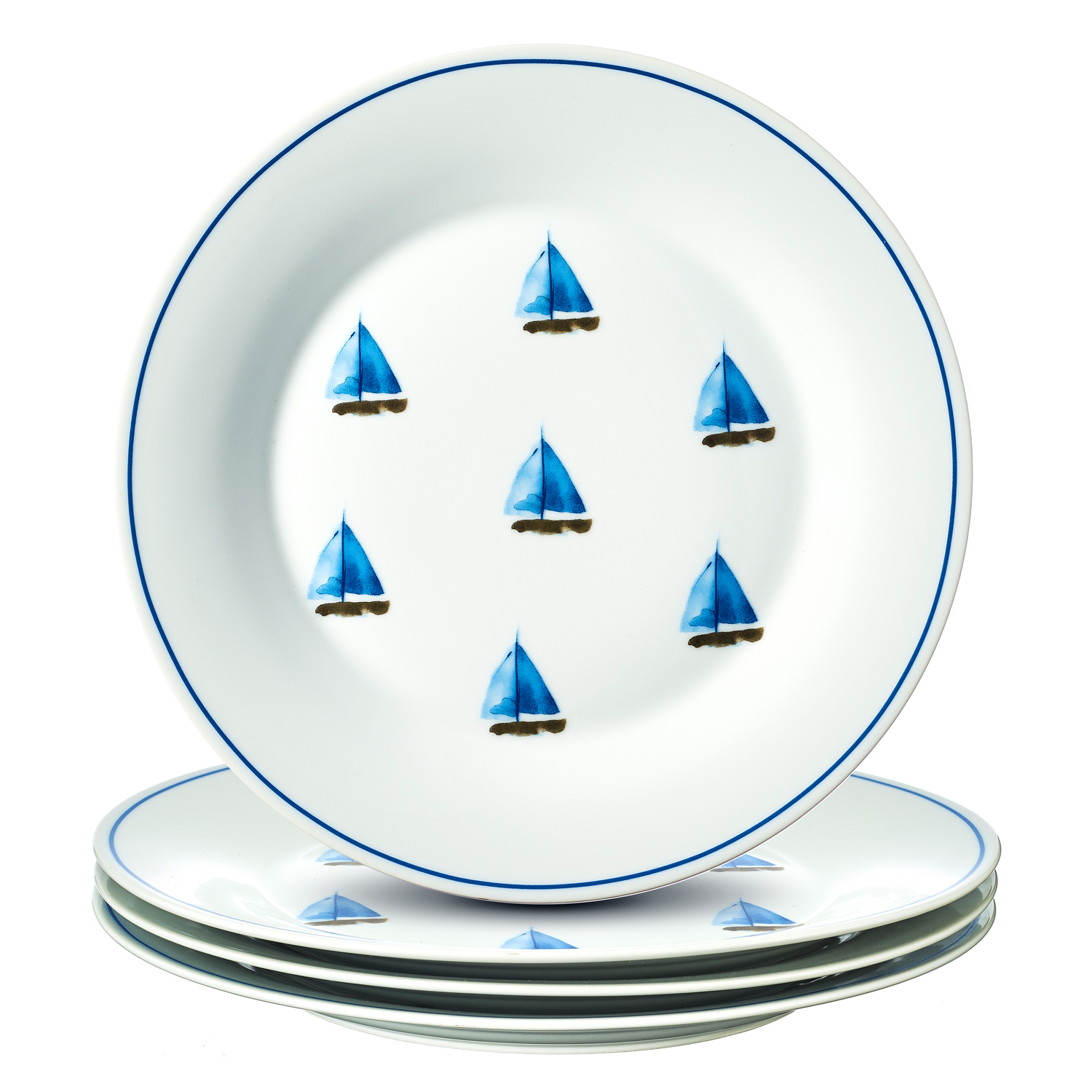 Sail Boat Watercolor Collection 10.5" Porcelain Set of 4 Dinner Plates, Walmart Exclusive - image 2 of 3