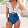 thumbnail image 4 of Feimerou Swimsuit for Women 2025 One Piece Sexy Swimsuit Tummy Control High Cut Bathing Suit Sexy Ruffer Sleeve V Neck Criss Cross Monikini Sale, 4 of 5