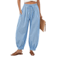 thumbnail image 2 of Womens Baggy Pleated Harem Pants Summer Elastic High Waisted Wide Leg Balloon Cotton Lounge Pants S, 2 of 7