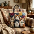 thumbnail image 6 of Quilted Tote Bag, Large Capacity Shoulder Handbag with Vintage Quilted Design, Foldable Shopping Travel Bag for Women Daily Commute Work School Outdoor Use, 6 of 8