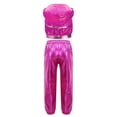 thumbnail image 3 of SiiRoh Girls Street Hip Hop Jazz Dance Outfits Sleeveless Sequin Hooded Vest Crop Top with Metallic Pants Set Hot Pink 12, 3 of 7