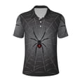 thumbnail image 2 of Daiia Black Spider On Web Pattern Men’s Polo Shirts,Solid Deck Shirt,Classic Fit, Breathable Cotton Polo for Casual and Sport Wear-3X-Large, 2 of 7