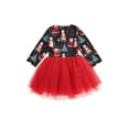 thumbnail image 4 of Nituyy Christmas Cartoon Print Long Sleeve Round Neck Tulle Dress with Bow, 4 of 7