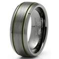 thumbnail image 2 of Metal Masters Mens Gunmetal Tungsten Thin Green Line Military Army Ring Wedding Band, 2 of 6